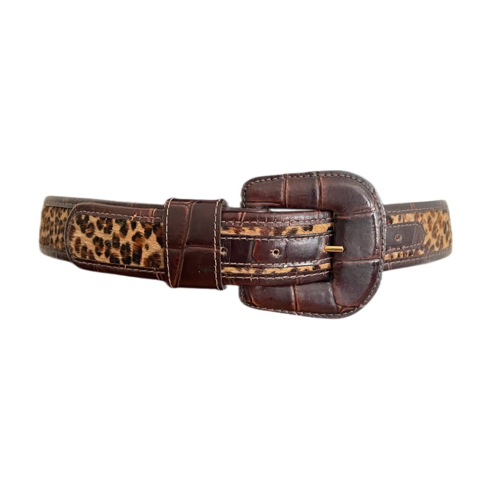 Omega Embossed Leather & Calf Skin Belt